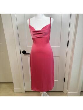 We Wore What Pink Cowl Neck Satin Dress Women’s Size 8 Slip Dress Wedding Guest
